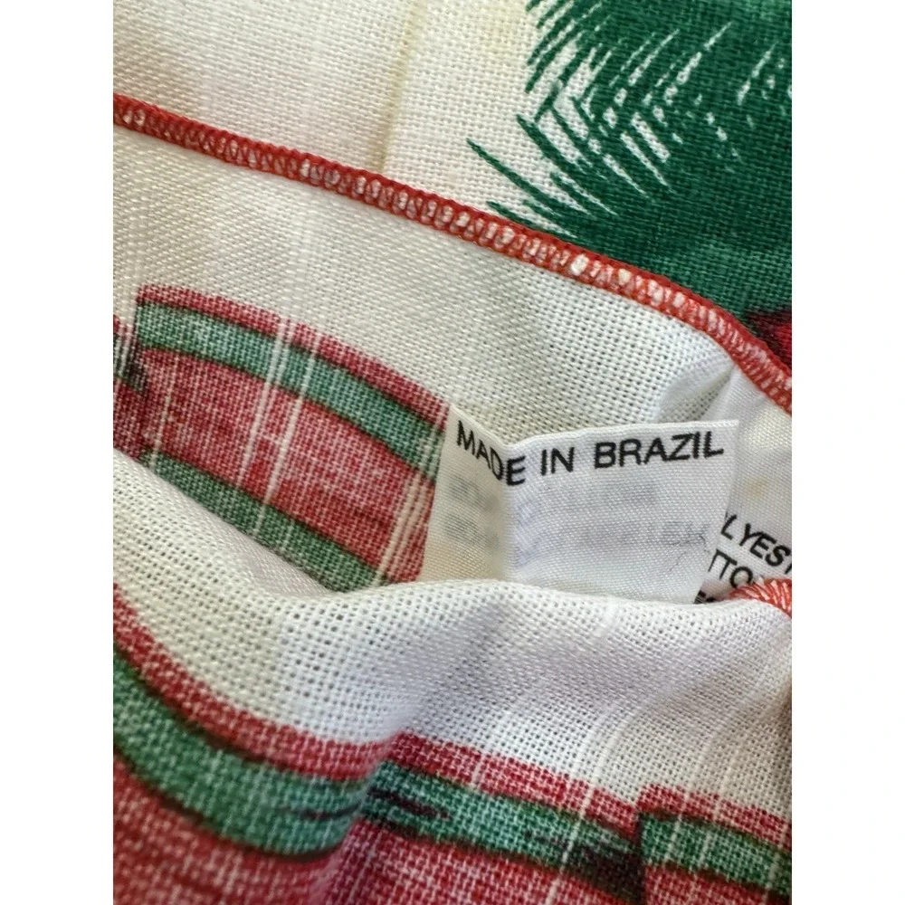 Poinsettia Holly Napkins Christmas Flower Red Green Set Of 3 Vintage‎ Brazil